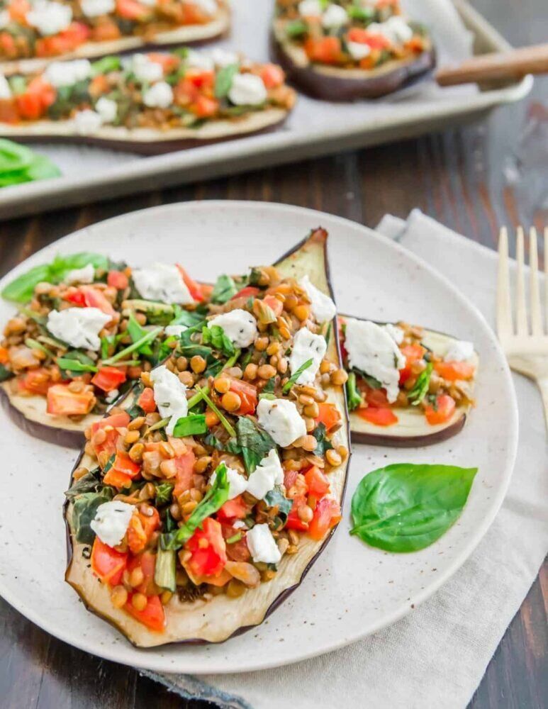 баклажаны с чечевицей 